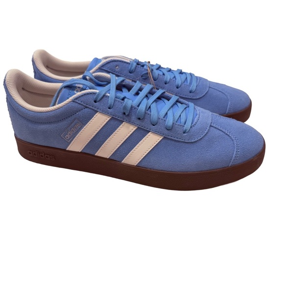 Adidas VL Court 2.0 Men’s Sneakers. Blue W/ White Stripes Gum Soles Sz 12 NEW! - Picture 1 of 14